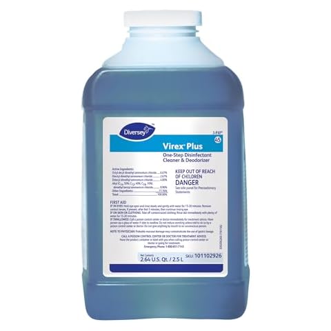 VIREX Plus 101102926 One Step Disinfectant Cleaner & Deodorizer, Super Concentrate Liquid for Hard Surfaces, J-Fill Concentrate, 2.5-Liter Cover