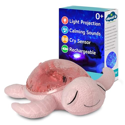 Image of ﻿﻿Cloud b Ocean Projector Nightlight with 2 White Noises & 2 Soothing Sounds | Adjustable Settings | Cry Sensor | Tranquil Turtle - Pink (Rechargeable)