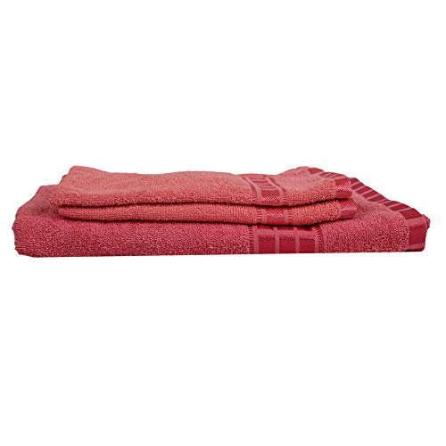 Juego de 3 toallas de baño de algodón rosa para un momento de relax Toalla-Ley-026