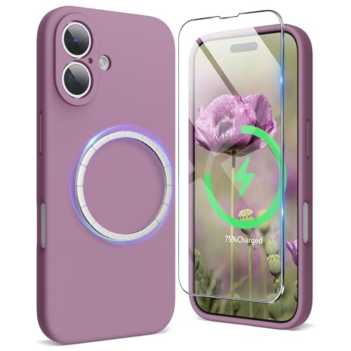 SURPHY Designed for iPhone 16 Plus Case Compatible with MagSafe (6.7 inch 2024), with Screen Protector Liquid Silicone Phone Case (Camera Protective, Soft Microfiber Lining), Lilac Purple by SURPHY - Used condition - US$5.45