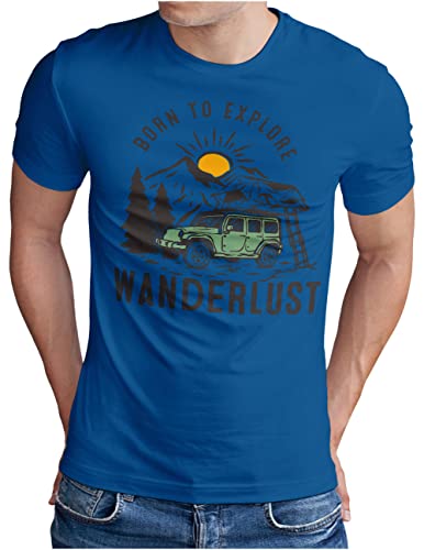 T-shirt randonnée homme OM3 en bleu roi pour le camping et les tentes de 4XL à 5XL