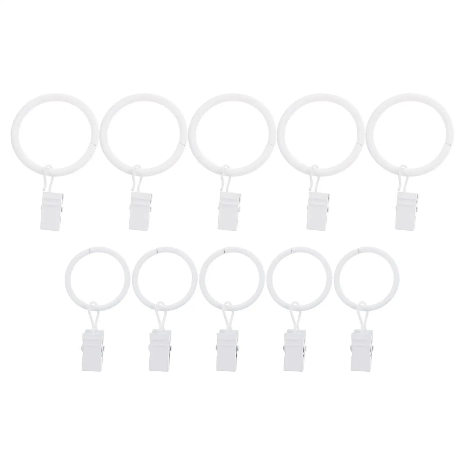 Anneaux de rideaux, Anneaux de rideaux avec Clips, 200 pièces, crochets en fer à revêtement blanc for la décoration maison, matériel for salle bain et douche
