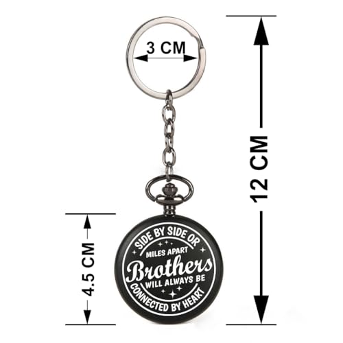 Image of Vintage Gandhi Style Pocket Watch with Engraved Designs & Messages Royal Black Analog for Men Women & Kids Includes Key Ring for car or Bike Keys Ideal Gift