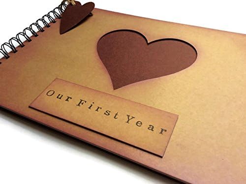 Our First Year Anniversary Memory Book, Scrapbook, Photo Album, Blank Book, Recycled Kraft Board Covers, 20 Card pages/40 Blank Sides for Photos, Boyfriend or Girlfriend Gift by Toshi and Bob