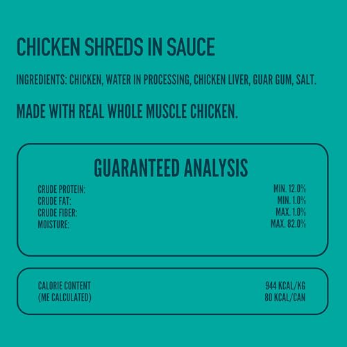 Image of A Strong Heart Canned Wet Cat Food, Chicken Shreds in Sauce -3 oz Cans (Pack of 24), Made in The USA with Real Chicken