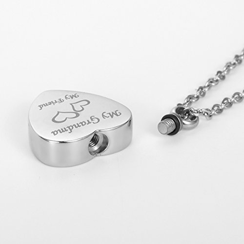 Housweety"My Grandma+My Friend" Stainless Steel Waterproof Unisex Memorial Urn Jewelry High:25Mm(1")(Non-Engraving) #TOP1