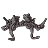 Abbott Collection Frogs on Branch Decorative Double Wall Hook - Cast Iron, Dark Brown (7' L)
