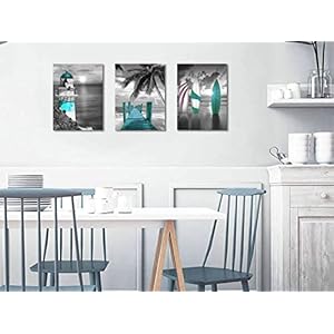 Arjun Teal Canvas Wall Art Ocean Lighthouse Painting Palm Tree Surfboard Pictures Framed 12"x16"x3 Panels, Coastal Beach Theme Tropical Artwork for Bathroom Bedroom Living Room Home Office Wall Decor Arjun Teal Canvas Wall Art Ocean Lighthouse Painting Palm Tree Surfboard Pictures Framed 12x16x3 Panels Coastal Beach Theme Tropical Artwork for Bathroom Bedroom Living Room Home Office Wall Decor