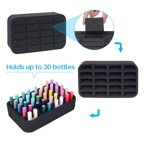 Image of Nail Polish Organizer Holder Foam Pad DIY with 20 Slots for Storage Nail Polish or Essential Oil Tray for Drawers Black