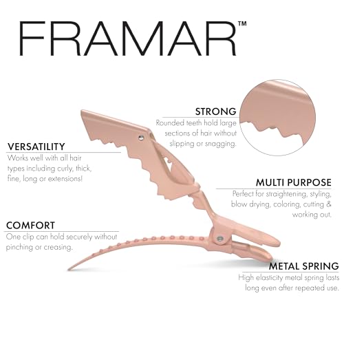 image for FRAMAR Neutral Alligator Clips For Hair Styling 10 Pack – Profession