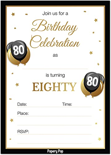 80Th Birthday Invitations For Men Or Women With Envelopes (30 Pack) - 80 Eighty Year Old Anniversary Party Celebration Invites Cards #TOP16