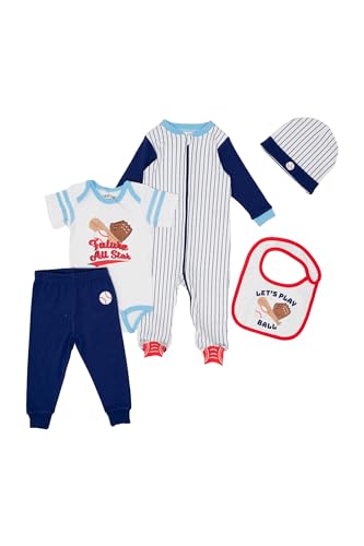 Image of Gertex 5-Piece Layette Sport Set Gift Bundle for Babies & Infants | Baseball, Basketball, Hockey, Soccer, Football