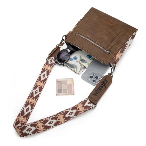 Image of Wrangler Aztec Crossbody Purse Medium Shoulder Bags for Women Western Handbag with Guitar Strap