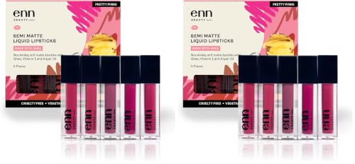 Image of Enn Long Lasting Semi Matte nourishing soft Liquid Lipsticks With 12 Hour Coverage, Transferproof, Highly Pigmented Godness of Natural Ingredients of Ghee,Vitamin-E & Rosemary-Pack Of 10 (Pretty Pinks)