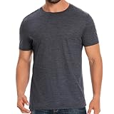 ACUSHLA 100% Merino Wool T-Shirt Mens - Short Sleeve Undershirt Lightweight Thermal Base Layer Crew Neck Tank Tops Breathable Soft Odor Resistance S-XXL, Dark Grey