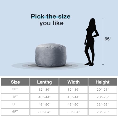 Large Bean Bag Chair for Adults/Kids with Filling, 4 ft Memory Foam Bean Bag Chairs with Filler Included, Ultra Soft Dutch Velvet Fabric, Bean Bag for Living Room - 4 Foot,Dark Gray - Image 4