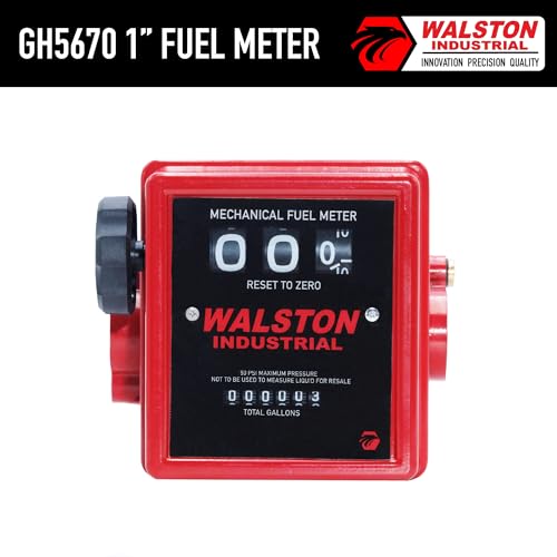 GH-5670 Pro Series Mechanical Fuel Meter 1-Inch Fuel Counter for Diesel, Gasoline, Kerosine