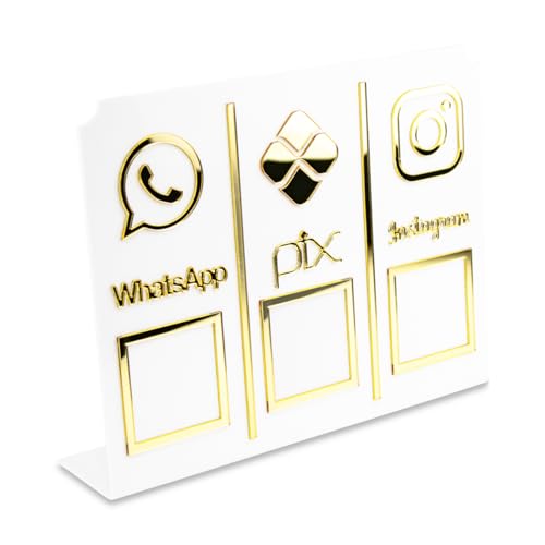 Display Placa 3 em 1 WhatsApp Pix Instagram Qr Code Branco Pagame...