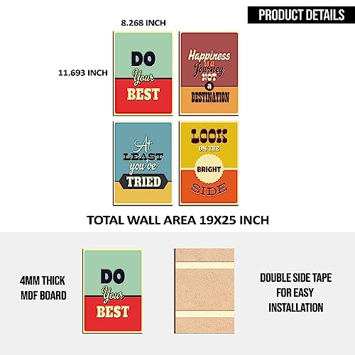 Image of PAPER PLANE DESIGN Poster Frames Quotes Size- 8.25 x 11.75 inch, Set of 4, Motivational (H)