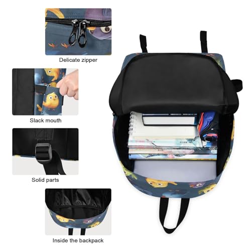 Backpack Lunch Box Set Large Capacity Travel Backpacks and Insulated Lunch Bag for Commute Hiking Picnic Cute Birds Print3