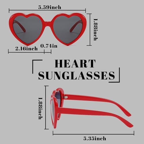 Heart Shaped Sunglasses, Bachelorette Party Cool Sunglasses 4 Pack, Colorful Plastic Funky Sunglasses Party Favors2