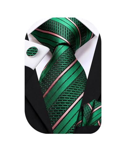 Image of Dubulle Mens Tie Set Solid Paisley Silk Striped Necktie for Men with Cufflinks Tie and Pocket Square