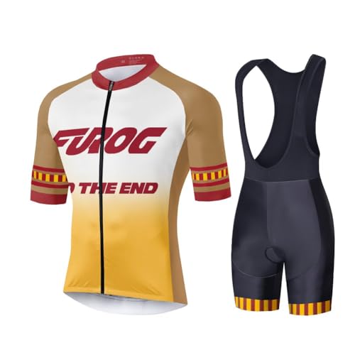 UGLY FROG Herren Radtrikot Set Fahrrad Trikot Langarm + Radhose mit Sitzpolster Fahrradbekleidung MTB Sportanzug Fleecefutter