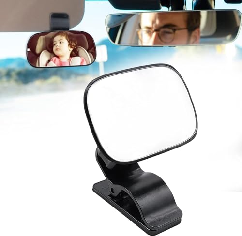 Miroir Voiture Bébé, Bébé Vue Arrière Miroir Avec Clip Rotation à 360° Rétroviseur Voiture Bébé pour Vue Large Sécurité Sièges Arrière, 9 * 5,7 cm pour Parents