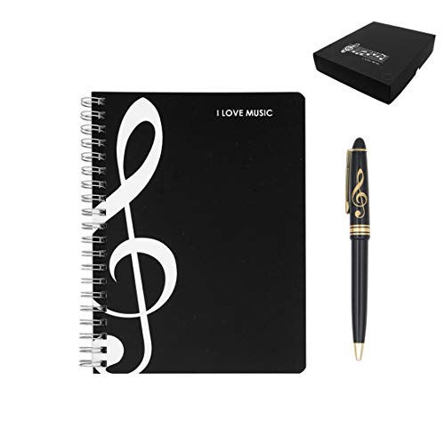 Coffret de papeterie musique haut de gamme avec carnet feuilles mobiles et stylo élégant