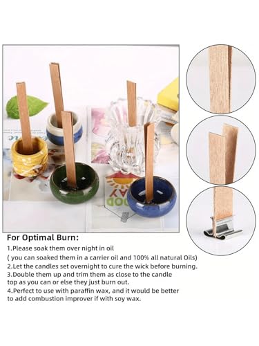 Pabilo de madera para vela 400 unidades forma corazón miniatura 4