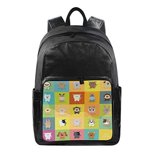 Preisvergleich Produktbild Lustiger Rucksack mit niedlichen Tier-Ikonen, Bedruckt, Schultertasche für Wandern, Camping, Schule, Reisen, Computertasche für Kinder, Jungen, Mädchen, Männer, Frauen