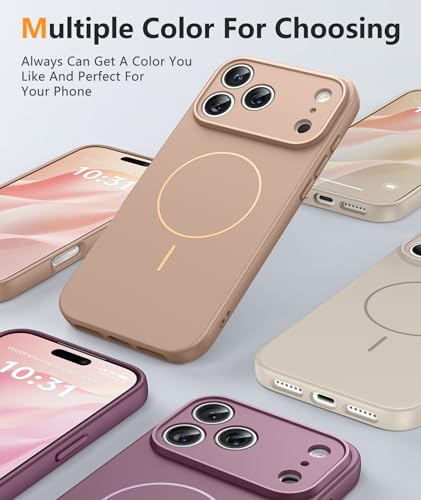 Image of FNTCASE for iPhone 17 Pro Case: [Compatible with Magsafe] Integrated Silicone Phone Cases with [Full Camera Protection] [Screen Protector] Military Grade Shockproof Protective Cover - Full Gold