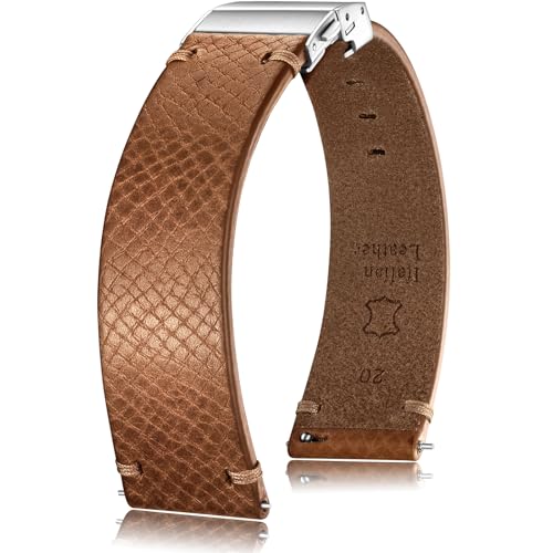 Getalia 20mm Italian Leather Watch Band with Folding Clasp, Cognac