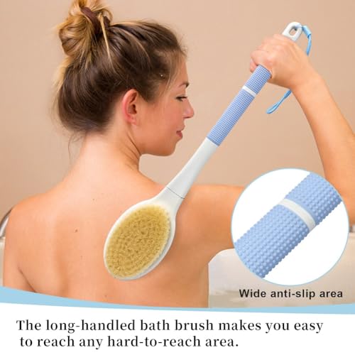 HORJOR Back Scrubber Brush, Body Shower Brush Back Scrubber with Long Handle, Exfoliating Shower Brush, Wet or Dry Bath Brush for Men Women - Image 7
