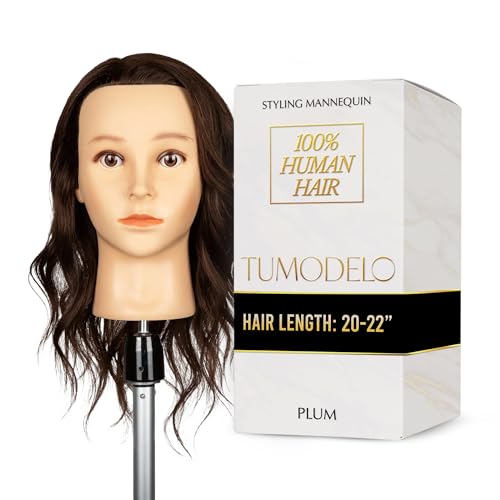 Tumodelo - 20-22” Length- Plum Mannequin Head for Hair Cutting