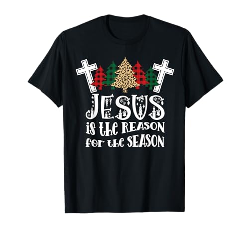 Jesus Is The Reason For The Season Christian Christmas Tree Plaid Camiseta