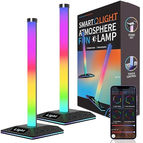 ONLAMP Barra LED Gaming con soporte para auriculares, sincronización de sonido y control táctil ultra conveniente, efectos RGB dinámicos, ideal para escritorio y configuración de jugador y transmisión