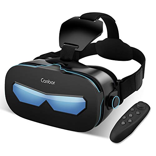 Canbor VR - Auriculares con mando a distancia para realidad virtual VR para películas y juegos 3D compatibles con iPhone de 4,0 a 6,3 pulgadas, Samsung Sony más smartphones