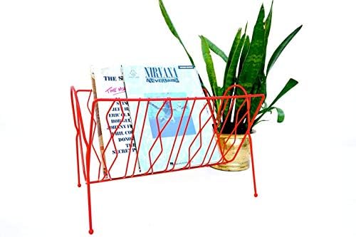 INDIAN DECOR Retro Atomic Metal Magazine Rack LP Record Holder Home Decor (Red)-picture-30