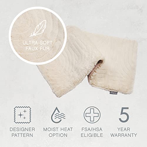 Pure Enrichment® Pureradiance™ Luxury Heating Pad For Cramps, Back, Neck, & Shoulder Pain Relief, Modern Design, Soft Faux Fur & Micromink, 6 Heat Settings, Machine Washable, 12” X 24” (Golden Sands) #TOP4