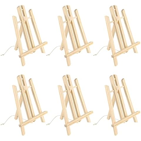 HAKZEON 6 Pack 30 CM Wooden Tabletop Easel, Mini Easel with Movable Bar, Adjustable Wood Easel Stand for Paintings, Drawings, Framed Photos, Signs Cover