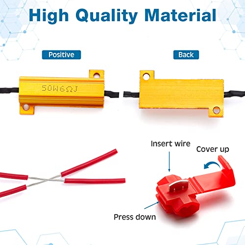 Xuhal 50w 6 Ohm LED Load Resistors Turn Signal Kit, 60 Pack, Gold - Image 5