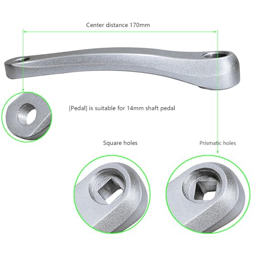 QIAMNI Bicycle Left Crank Arm Set Bike Left Crank Arm Set 170mm Aluminium Single Speed MTB Crankset(Square Hole/Rhombic Hole) (Square Hole Black) - Image 3