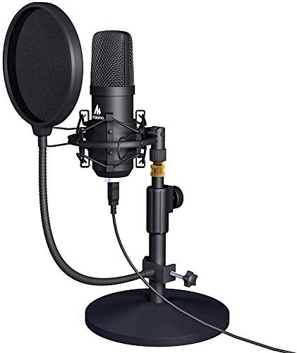 Maono AU-A04T USB Condenser Podcast PC Microphone Kit with Pop Filter and Stand for Computer, YouTube and Gaming Recording