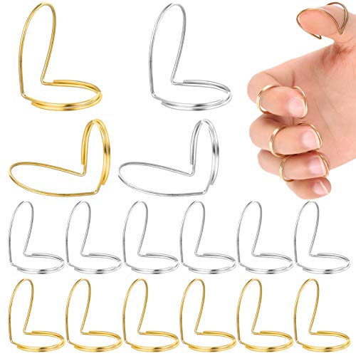 16 Pieces Metal Butterfly Guitar Finger Picks, Adjustable Finger Thumb Picks for Guitar, Banjo, Ukulele (Golden/Silver)
