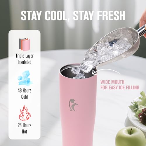 Image of Coolflask 40 oz Insulated Water Bottle Fits Cup Holder with Straw & Handle