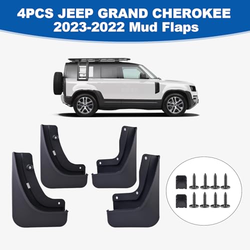 Image of Mud Flaps Compatible with Grand Cherokee 2024 2023 2022 Splash Guard Front & Rear No Drilling (Non L) Mud Flaps Compatible with 5th Gen Jeep Grand Cherokee 2022-2024 Exterior Accessories 4PCS