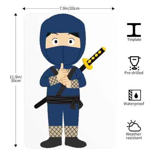忍者 日本の侍 戦士 武器剣 ブリキ看板 メタルプレート キッチン レストラン カフェ ガレージ サインボード おしゃれ シンプル バイカー インテリア 看板 壁掛け 人気 プレゼント 20x30cm [3]