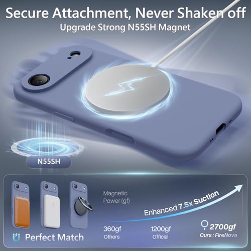 Image of FireNova Magnetic for iPhone Air Case, Compatible with MagSafe, [Integrated Silicone Camera Control Button] [Camera Protection] Microfiber Lining Phone Case for iPhone 17 Air, 6.5 inch, Lavender Gray