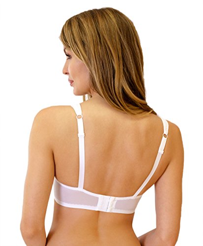 Image of Rosme Women's Balconette Bra with Push Up Effect Plus Size Sexy Lace Demi Half Cup Bra Underwired Low Cut Mesh Bras Grand